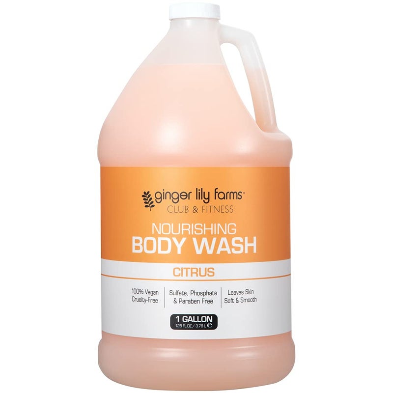 Ginger Lily Farms Club & Fitness Nourishing Body Wash, 100% Vegan & Cruelty-Free, Bath & Shower Gel for Men and Women, Citrus Scent, 1 Gallon (128 fl. oz.) Refill - Image 1
